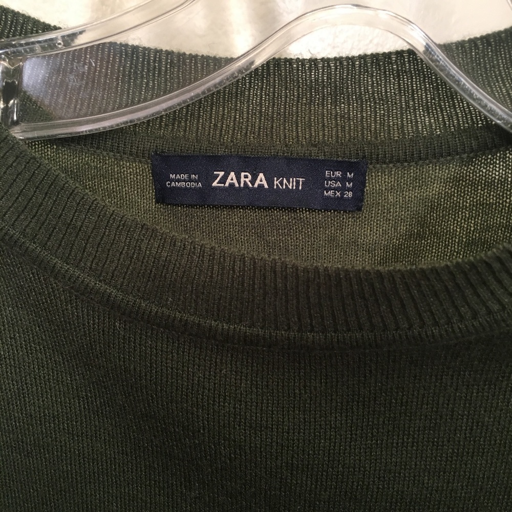 Zara Olive Green Striped Sweater - Picture 3 of 6